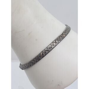 Sterling Silver 925 Italy Textured Chain Bracelet Lobster Clasp Stamped
